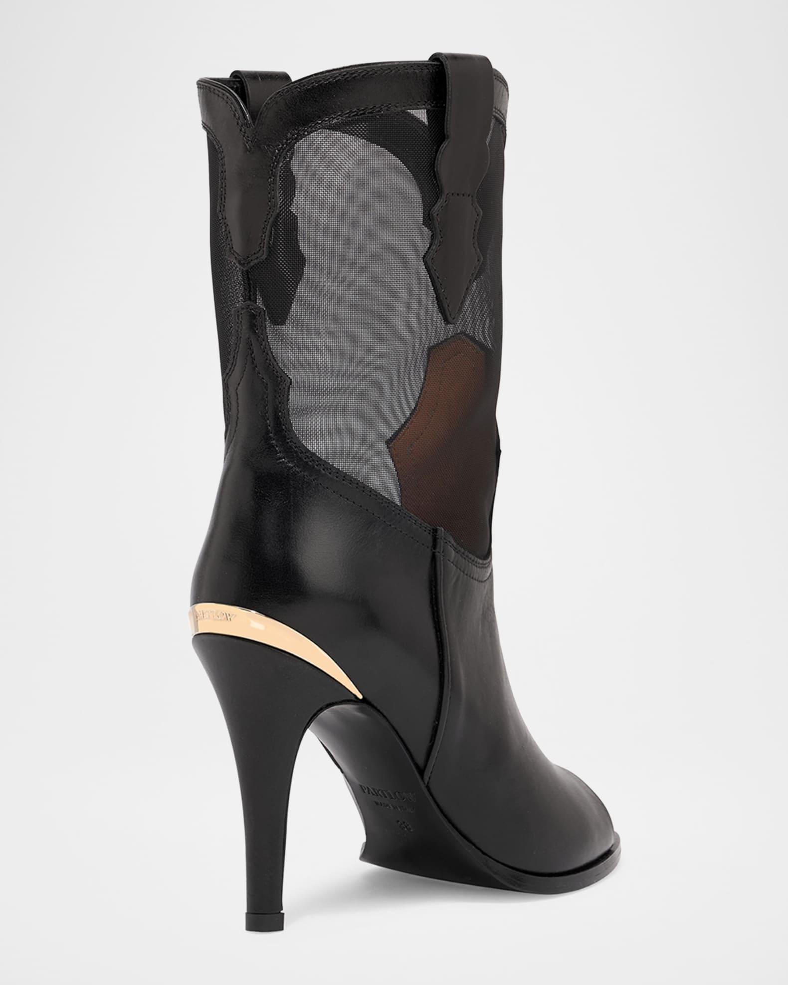 Bianca Leather Mesh Peep-Toe Booties Product Image