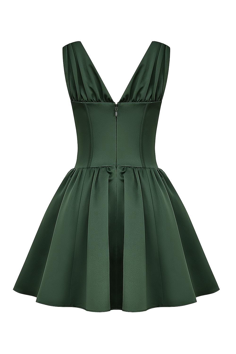 Emmeliette  forest green satin mini dress Product Image