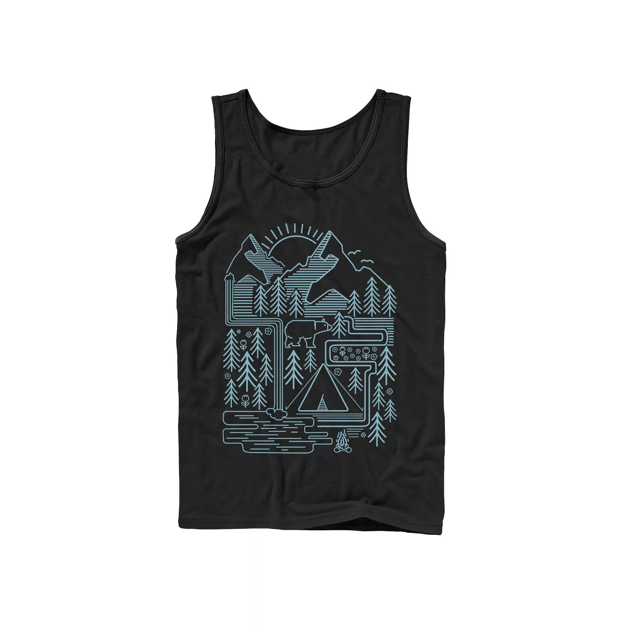 Men's Bear Scene Line Art Tank Top,  Product Image