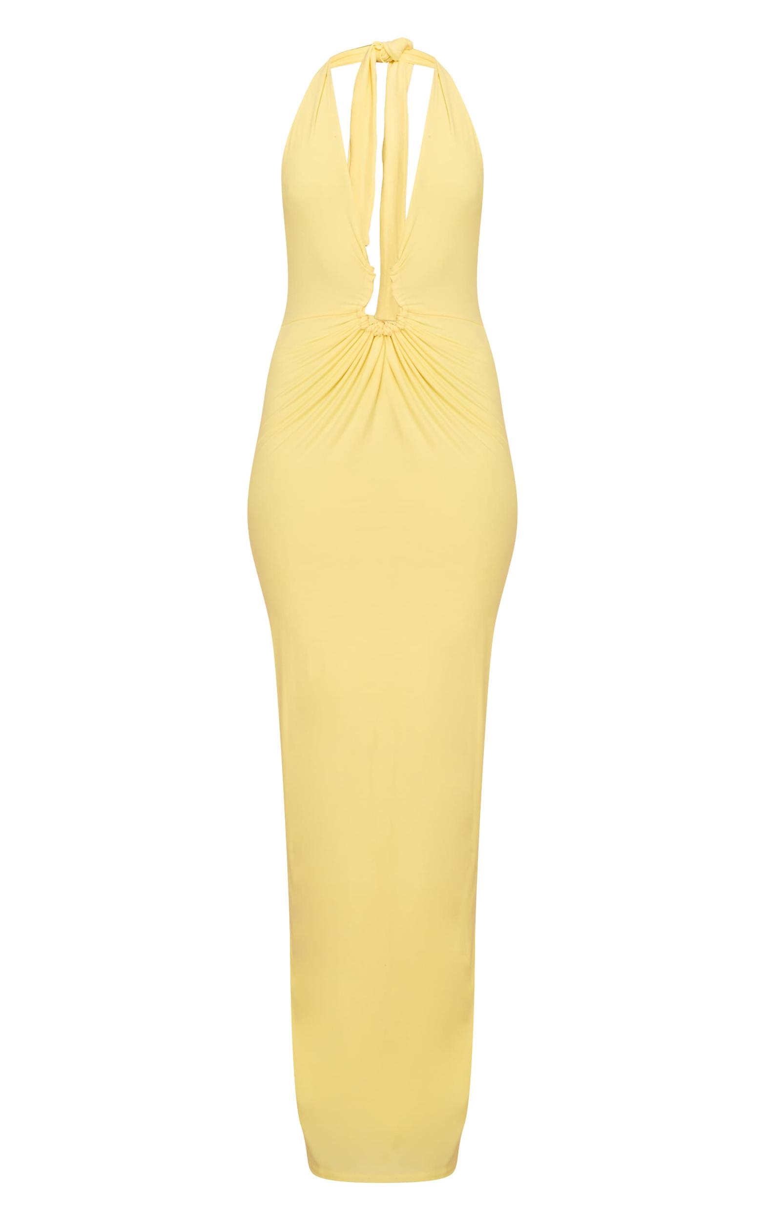 Lemon Double Layer Soft Touch Trim Detail Maxi Dress Product Image