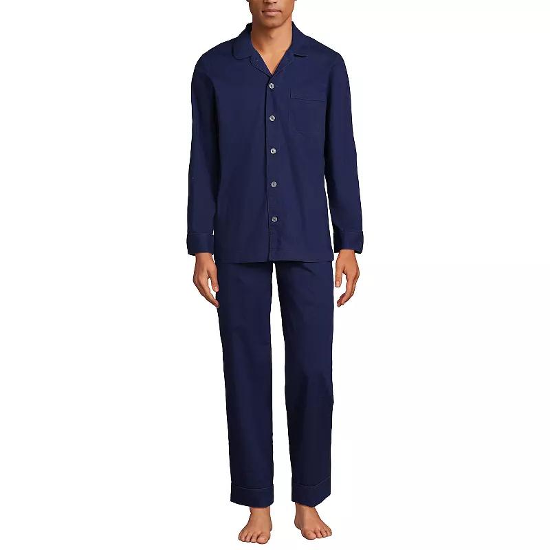 Men's Lands' End Essential Long Sleeve Top & Pants Pajama Set,  Product Image
