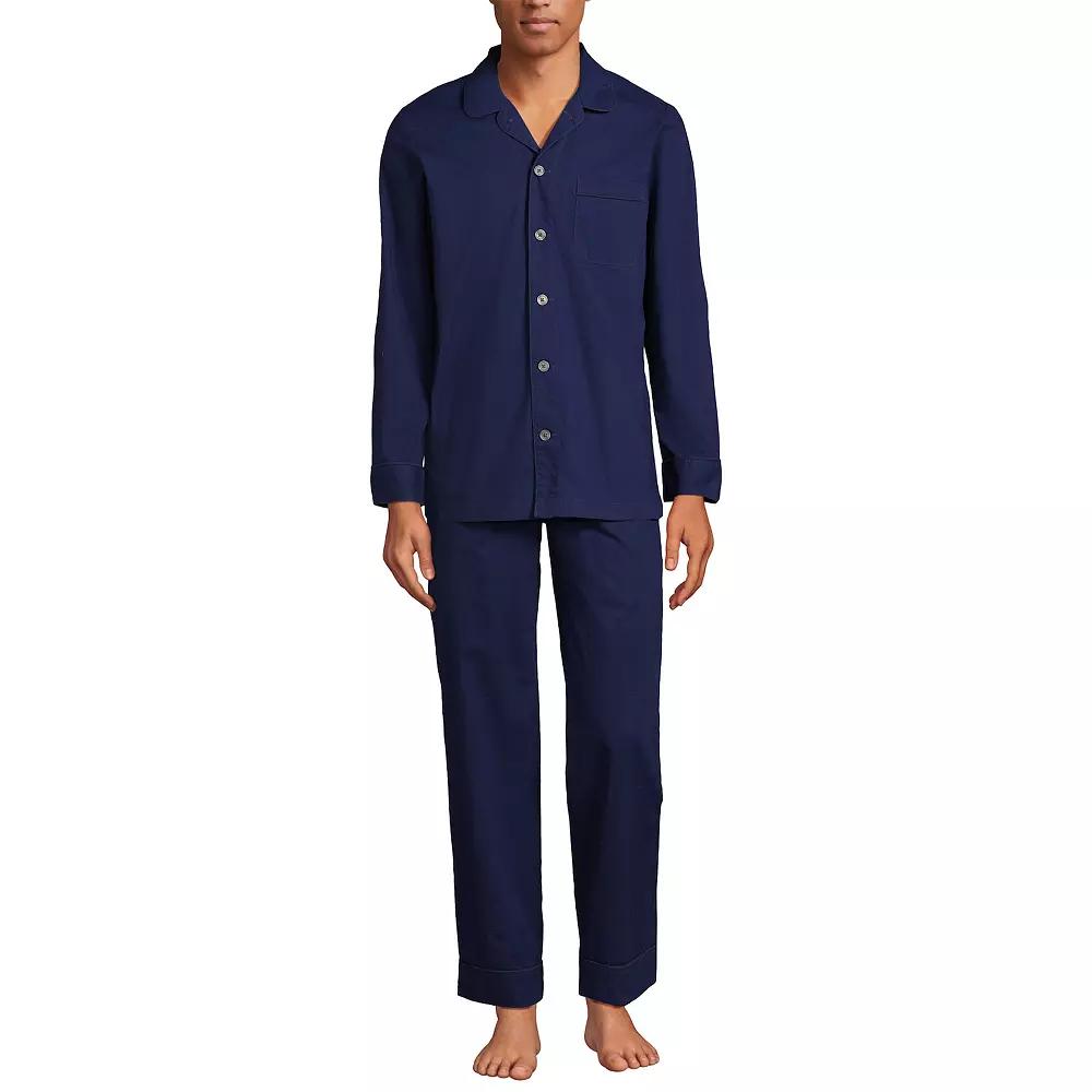 Men's Lands' End Essential Long Sleeve Top & Pants Pajama Set,  Product Image
