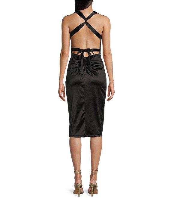 B. Darlin Satin Sleeveless V-Neck Midi Dress Product Image