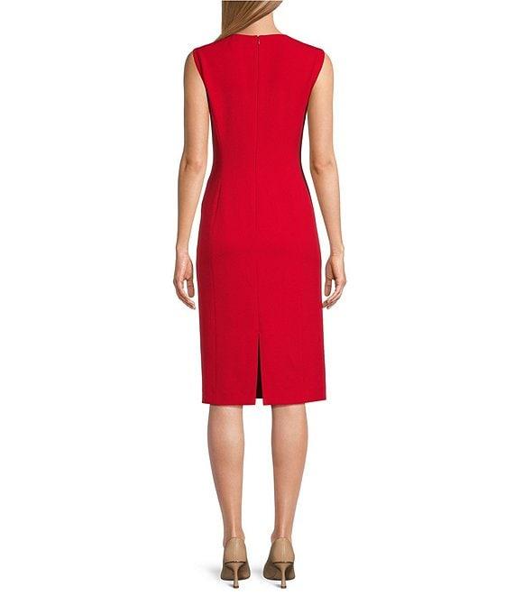 Preston & York Angie Crepe Crew Neck Sleeveless Back Split Hem Column Sheath Coordinating Dress Product Image