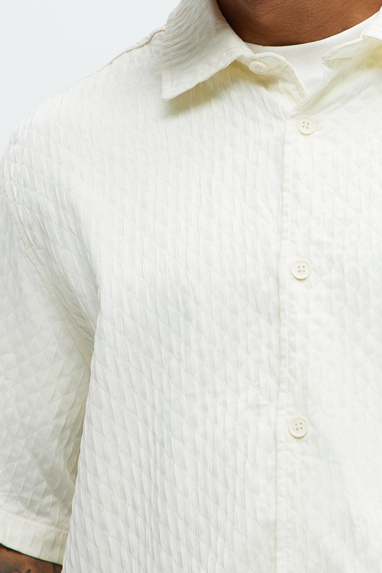 Mounce Textured Button Up Shirt - Off White Product Image