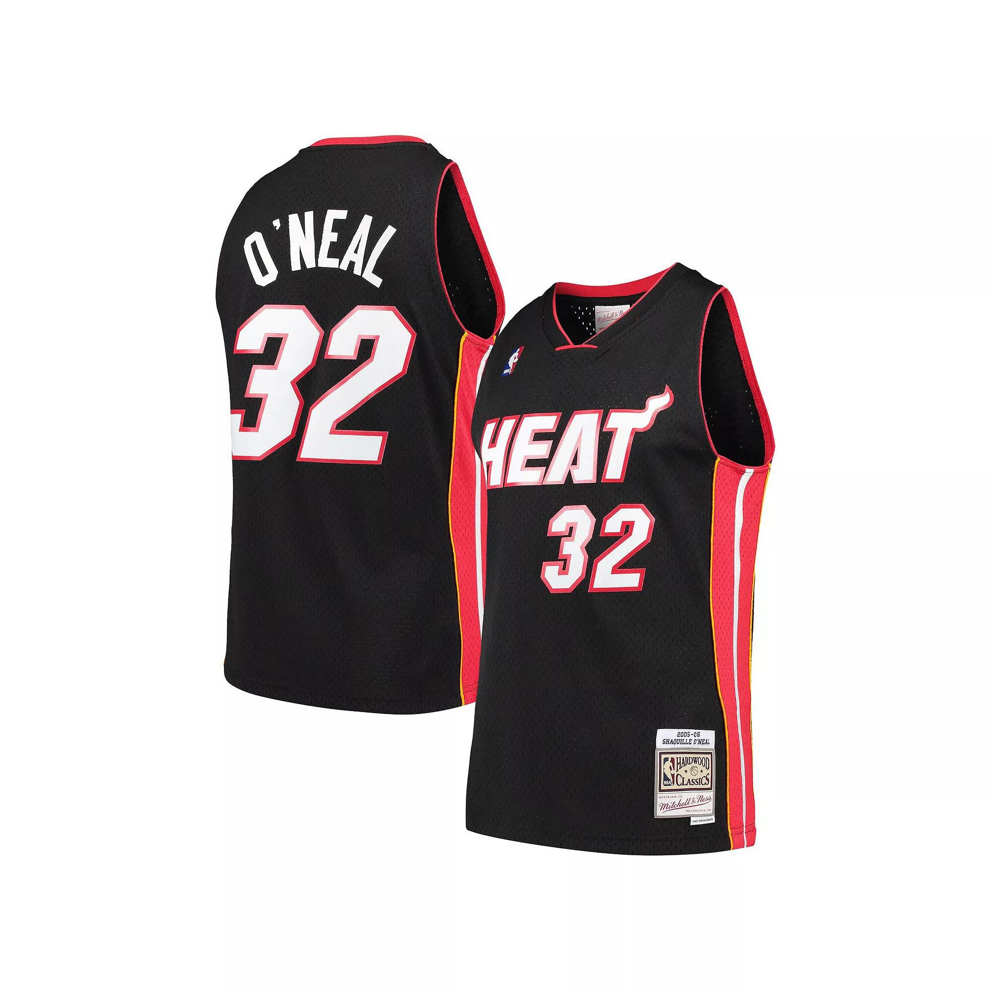 Men's Mitchell & Ness Shaquille O'Neal Black Miami Heat Hardwood Classics Swingman Jersey,  Product Image
