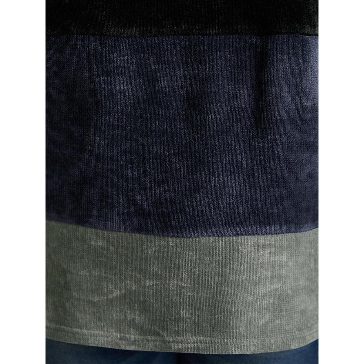 Plus Size Colorblock Patchwork Crew Neck Sweatshirt Women Black Elegant Patchwork Round Neck Dailywear Sweatshirts BloomChic 30/6X Product Image