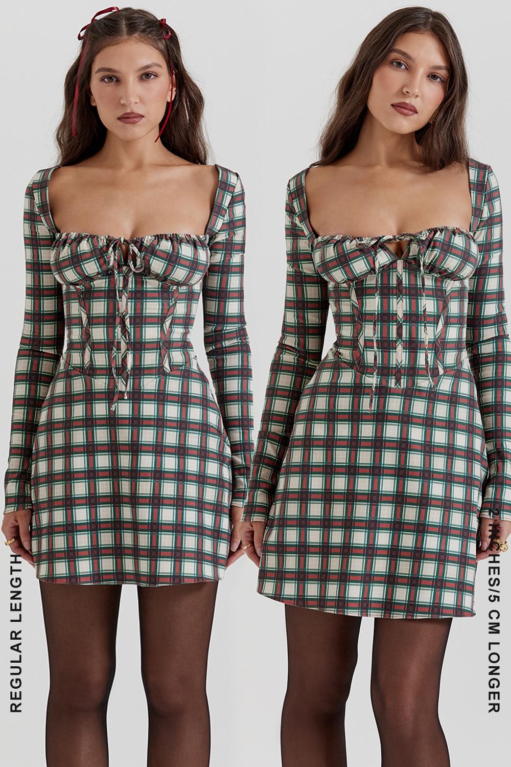 Malika  red tartan corset mini dress Product Image