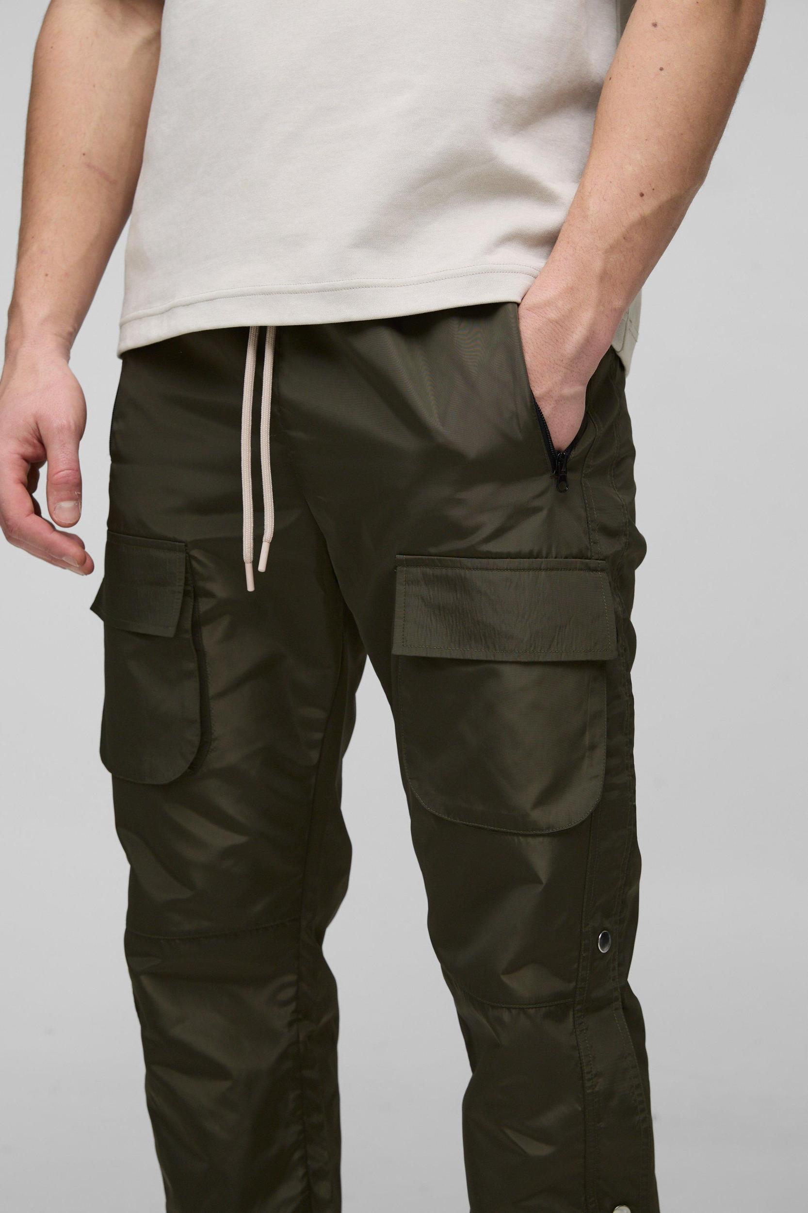 Tall Elasticated Waist Slim Flare Stacked Cargo Pants | boohooMAN USA Product Image