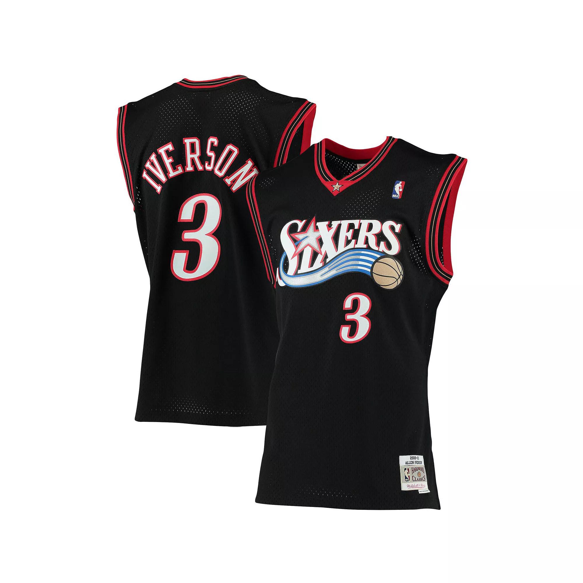 Men's Mitchell & Ness Allen Iverson Black Philadelphia 76ers Big & Tall Hardwood Classics Jersey,  Product Image
