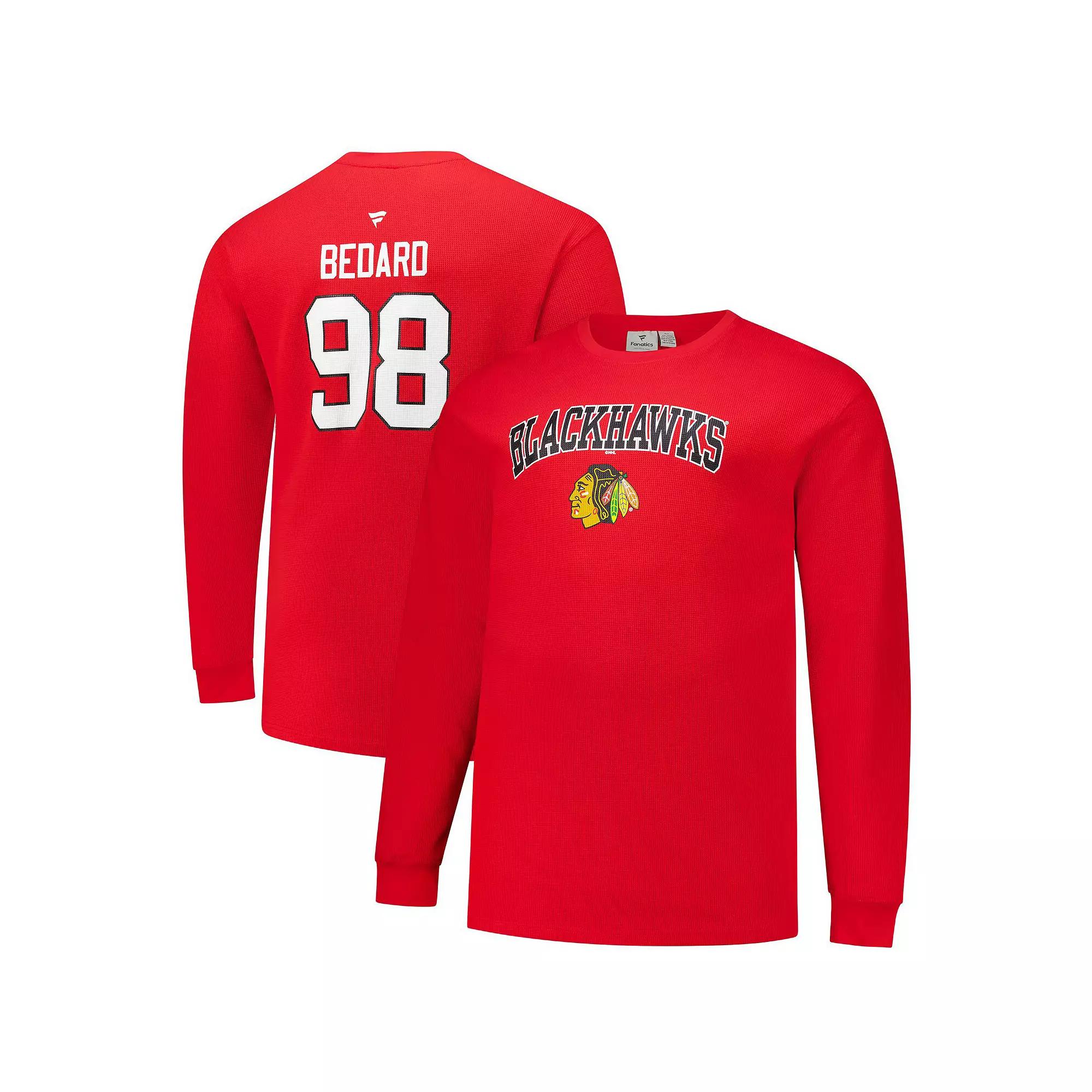Men's Profile Connor Bedard Red Chicago Blackhawks Big & Tall Name & Number Thermal Pullover Sweatshirt,  Product Image