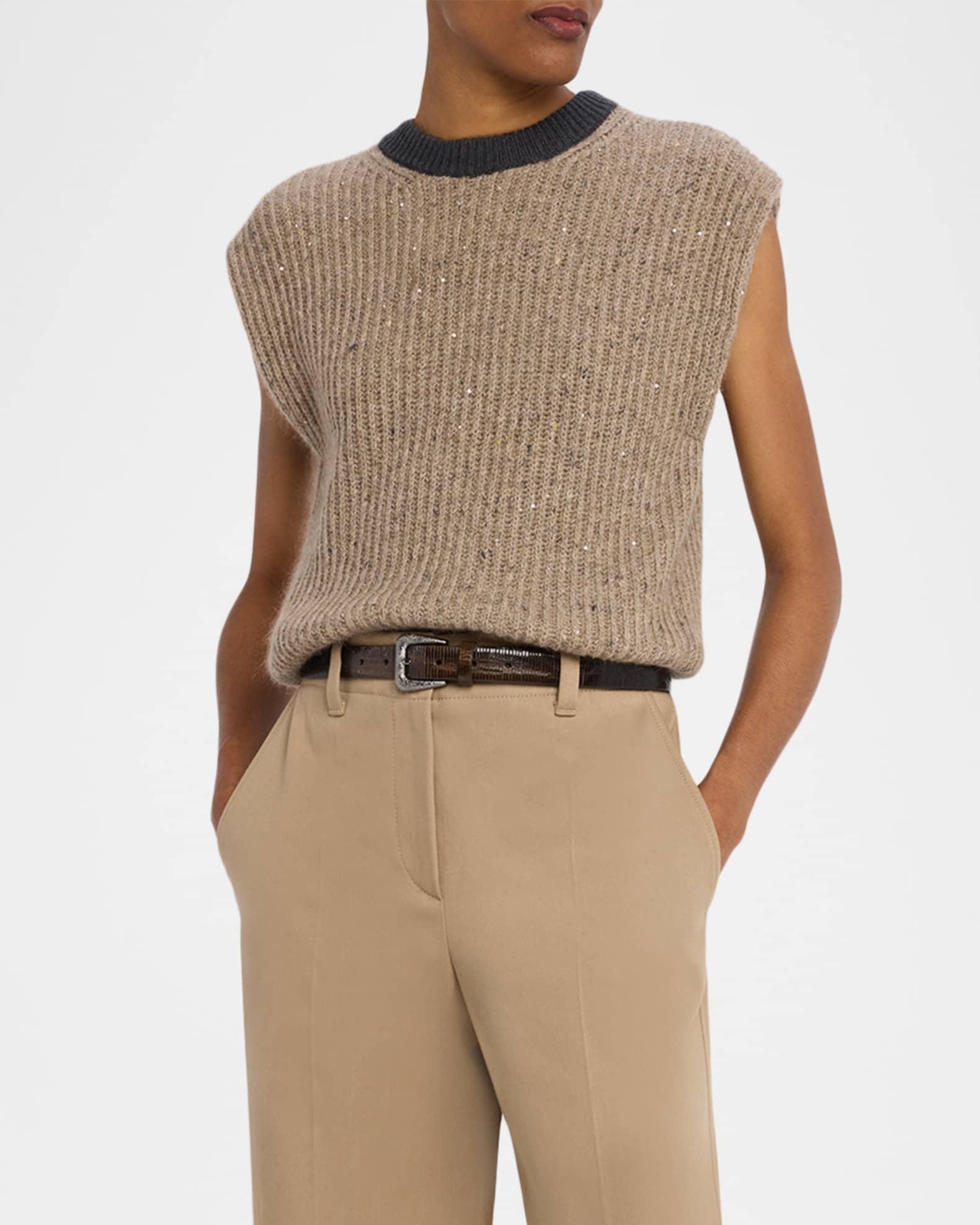 Sleeveless Sequined Wool-Cashmere Sweater Product Image