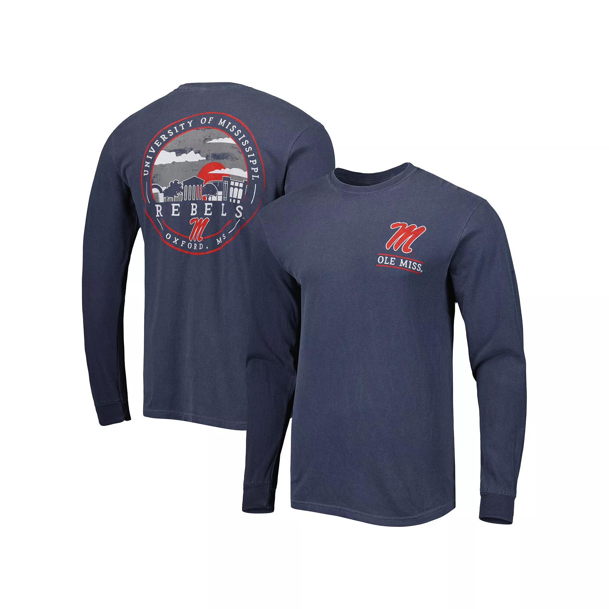 Men's Navy Ole Miss Rebels Circle Campus Scene Long Sleeve T-Shirt,  Product Image