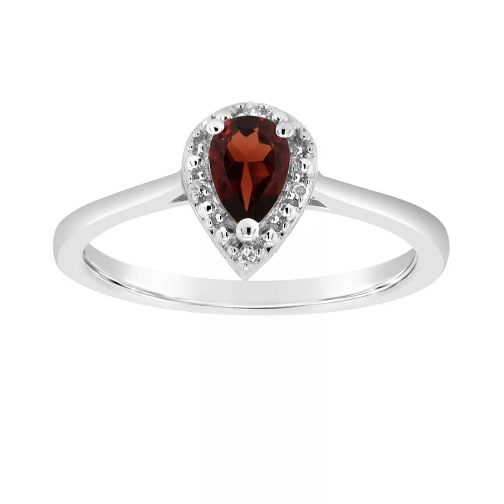 Celebration Gems Sterling Silver Pear Shaped Diamond Accent Frame Ring, Women's,  Product Image