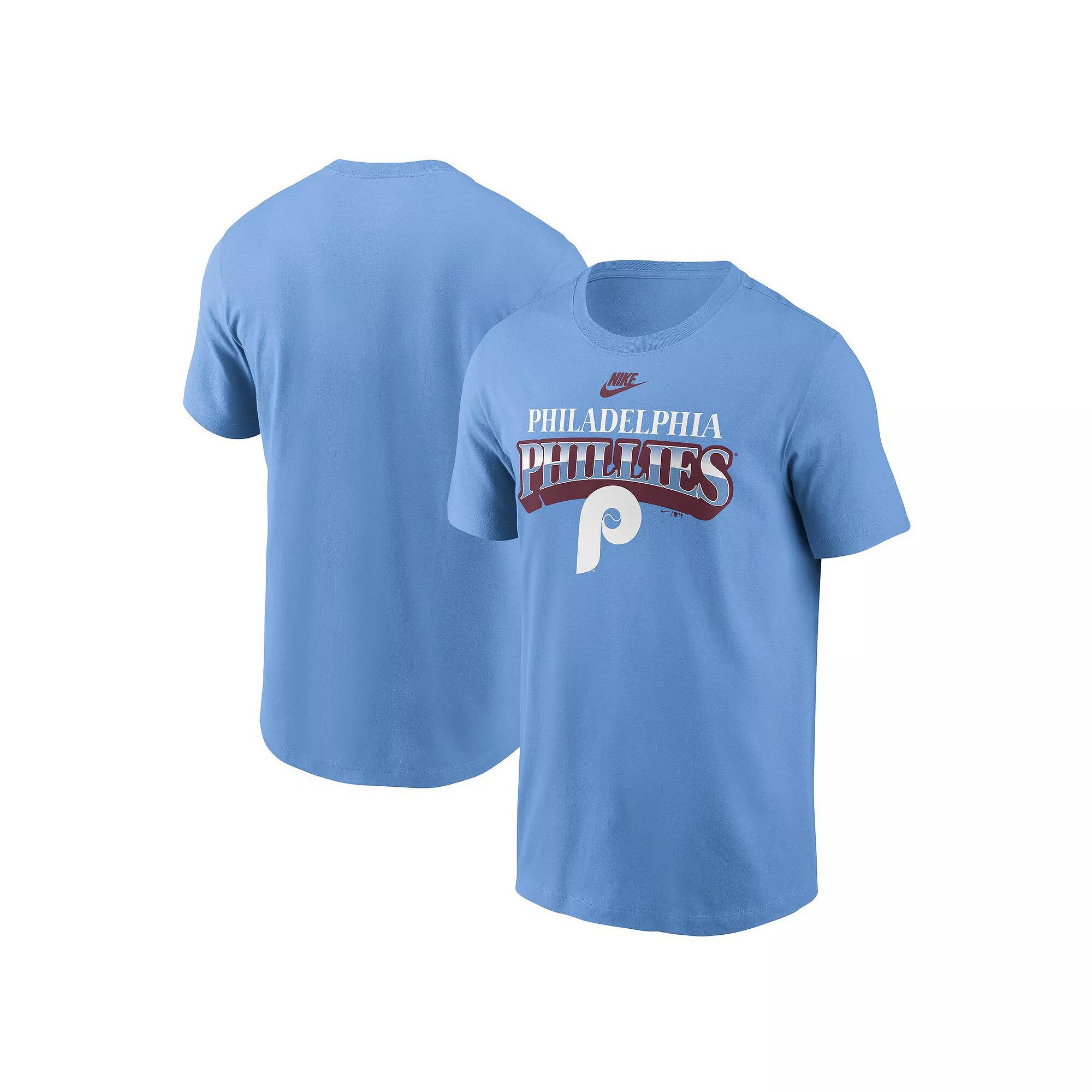Men's Nike Light Blue Philadelphia Phillies Cooperstown Collection Wordmark T-Shirt, Size: 2XL Product Image