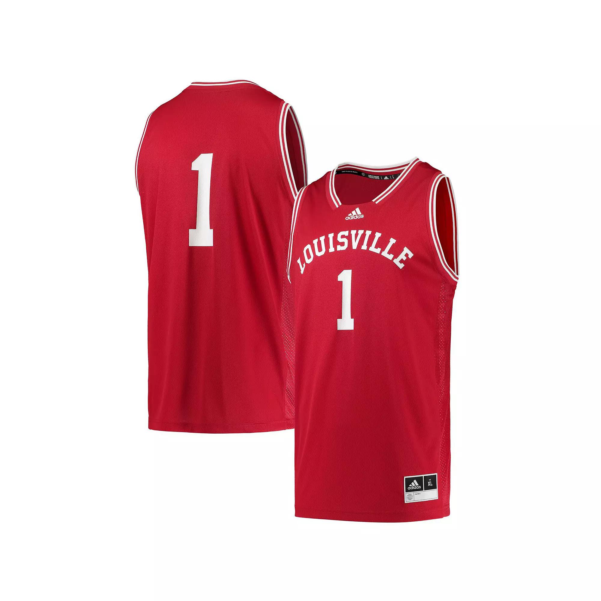 Men's adidas #1 Red Louisville Cardinals Reverse Retro Jersey,  Product Image