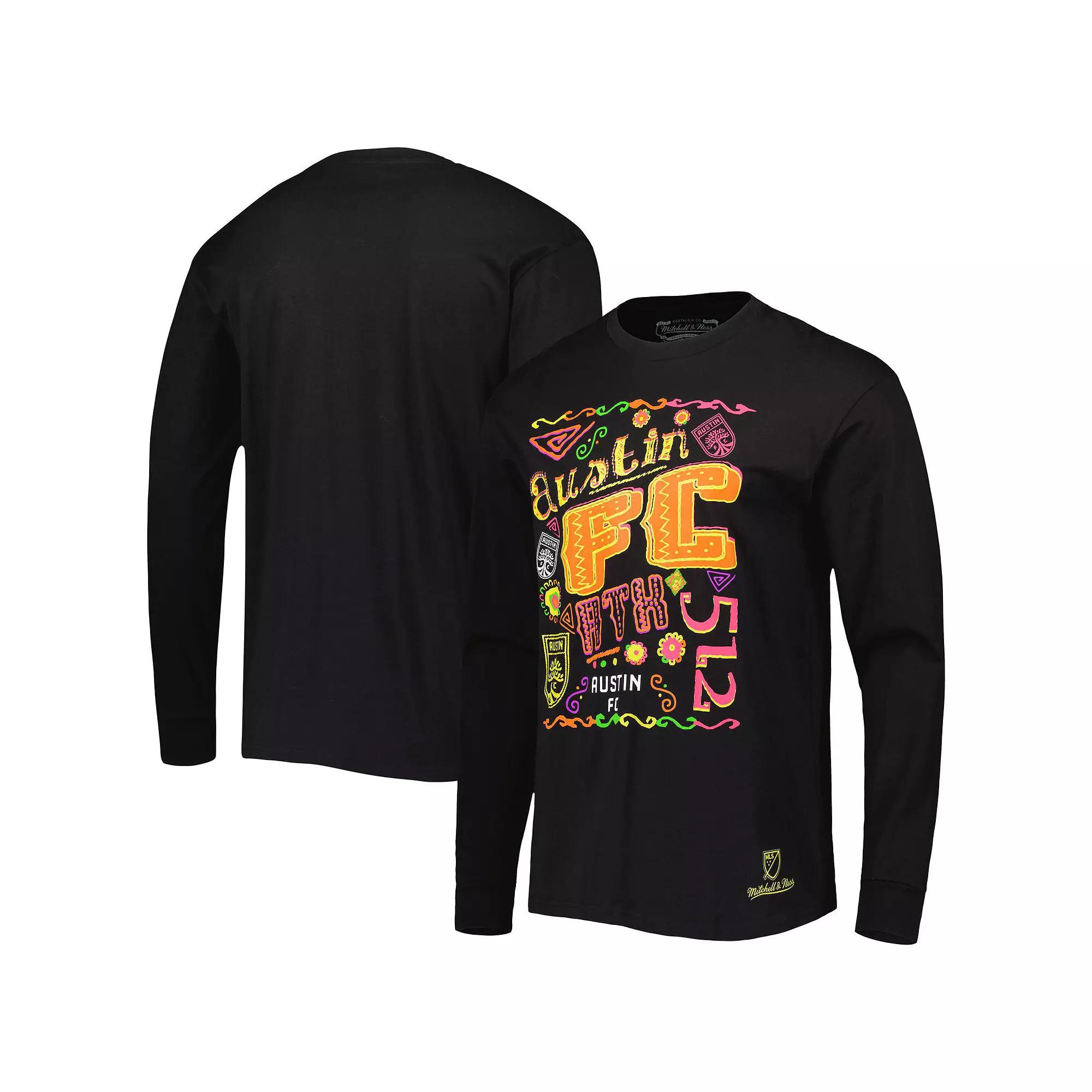 Men's Mitchell & Ness Black Austin FC Papel Picado Long Sleeve T-Shirt, Size: XL, Afc Black Product Image
