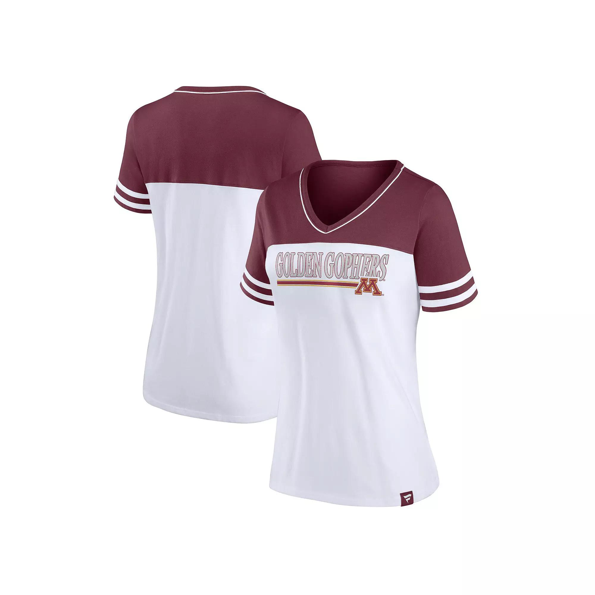 Women's Fanatics White/Maroon Minnesota Golden Gophers Iconic Colorblock T-Shirt, Size: Large Product Image