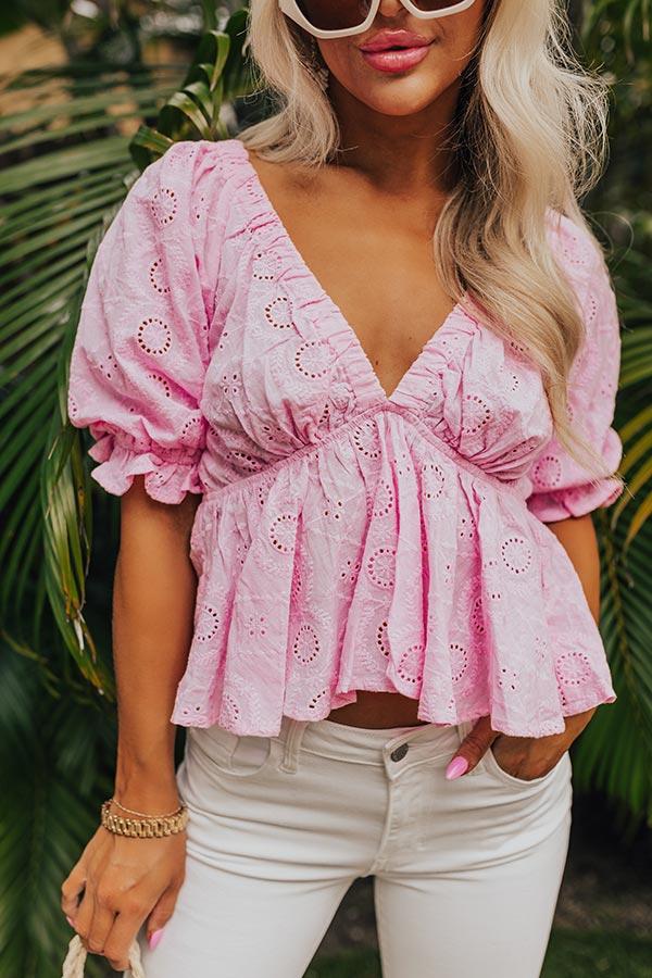 The Next Chapter Eyelet Top In Pink Product Image