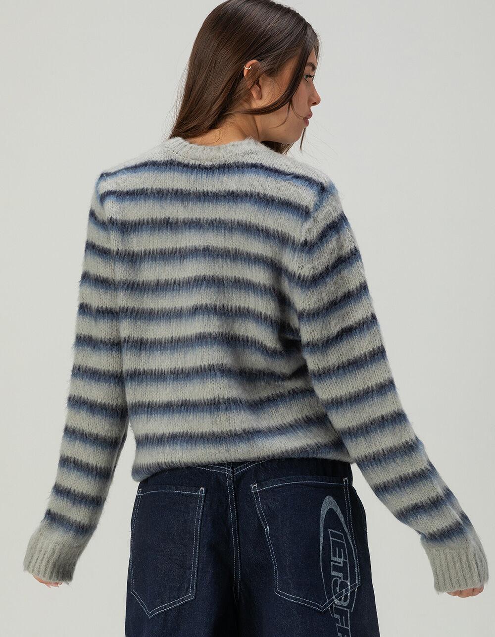 IETS FRANS Fluffy Stripe Womens Sweater - GRAY COMBO Product Image