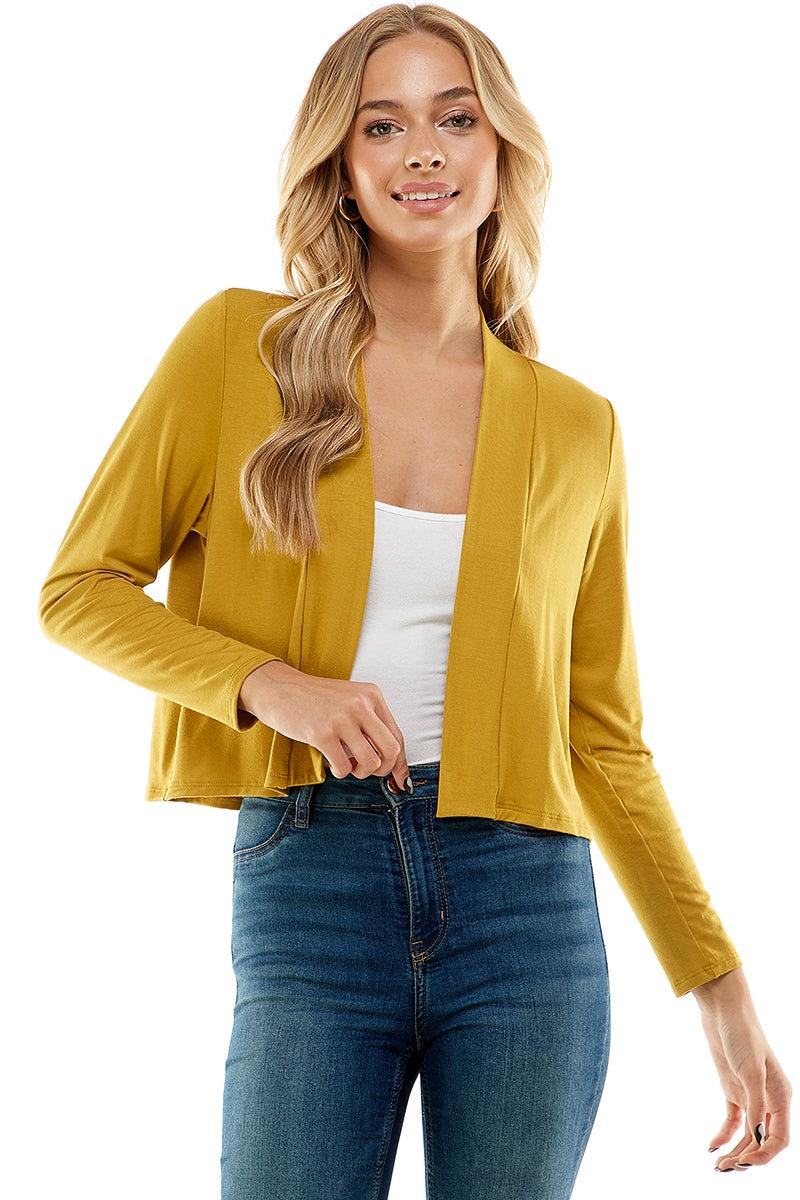 Long Sleeve Open Front Crop Cardigan Product Image