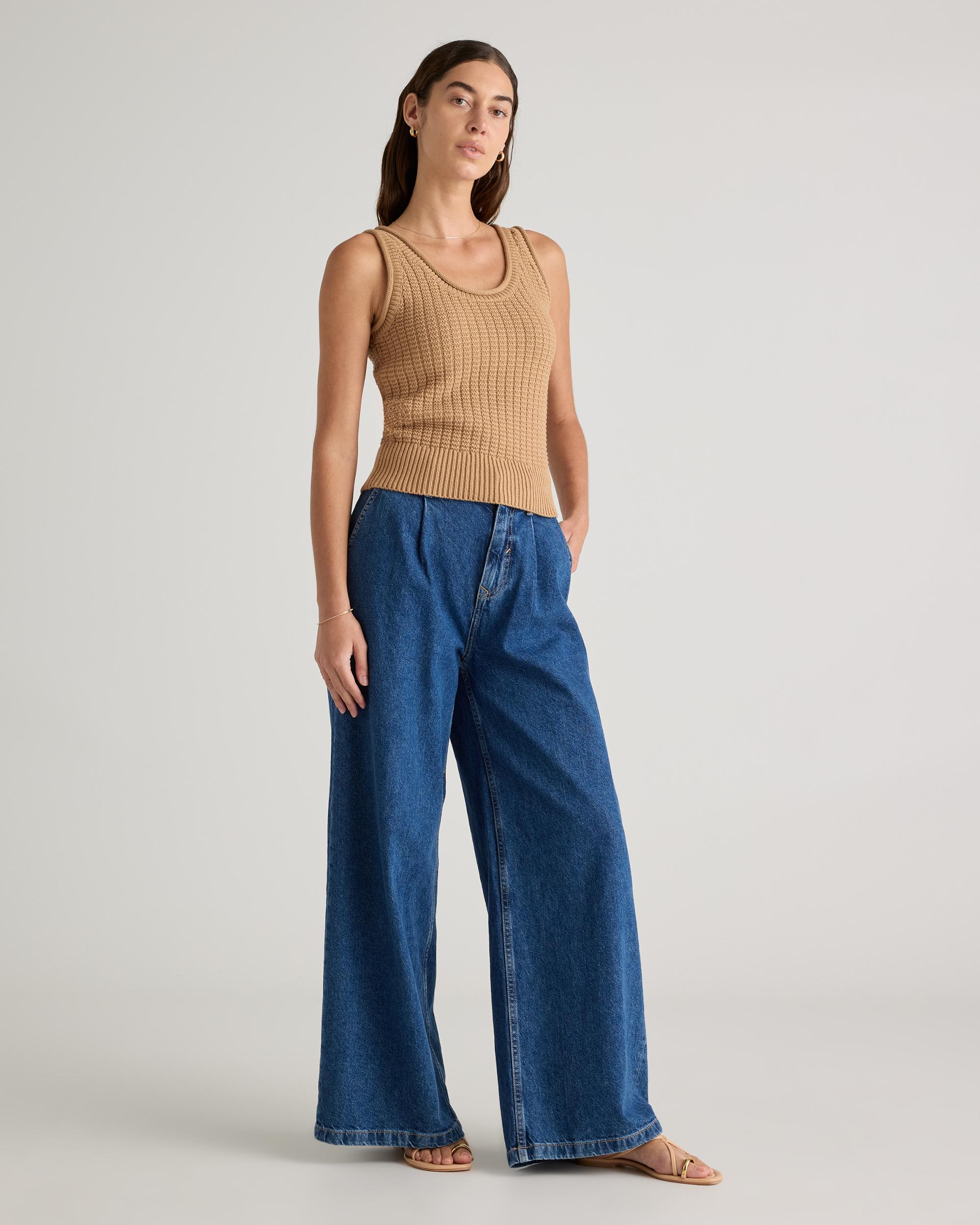 Quince | Women's Waffle Cropped Sweater Tank Top Size XL, Organic Cotton Product Image