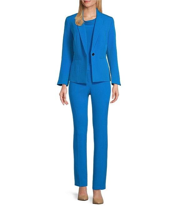 Kasper Petite Size Stretch Crepe One Button Panel Seamed Blazer Product Image