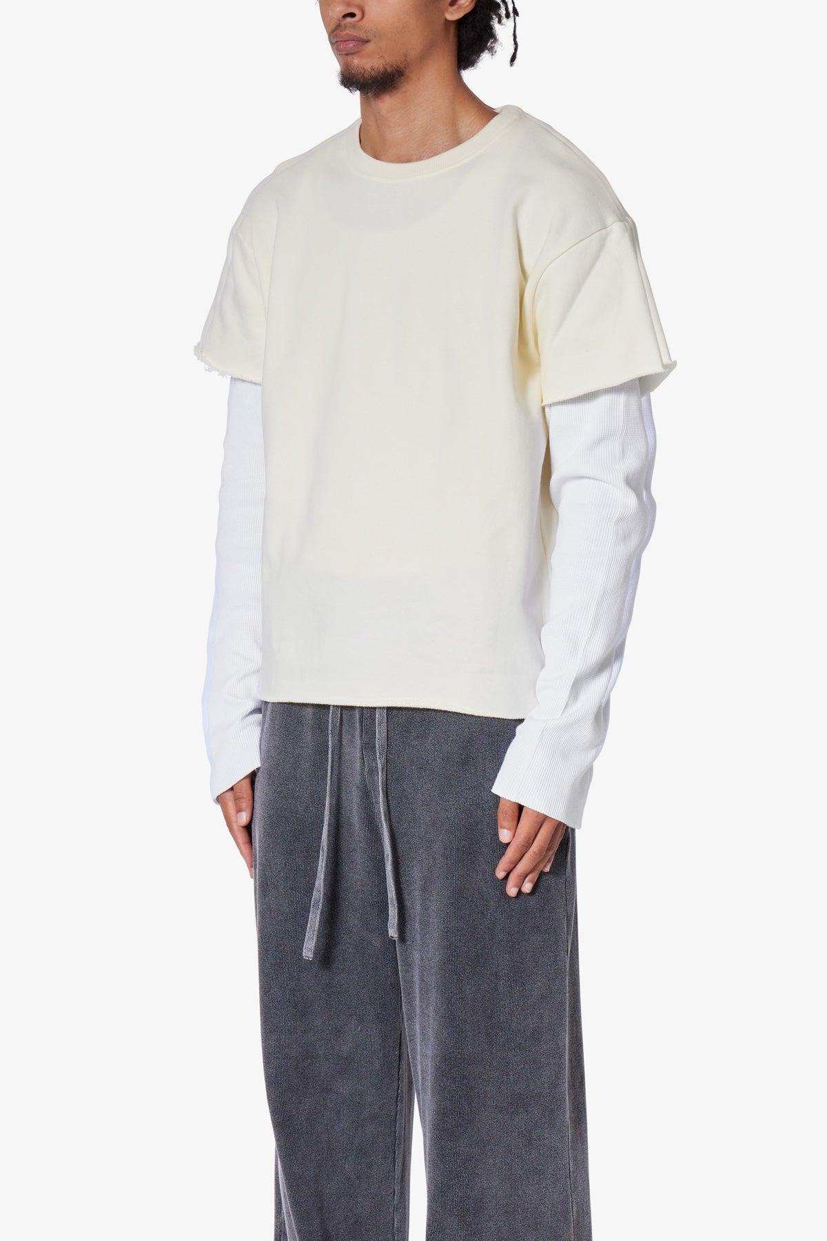 French Terry Double Layer Thermal L/S Tee - Cream Product Image