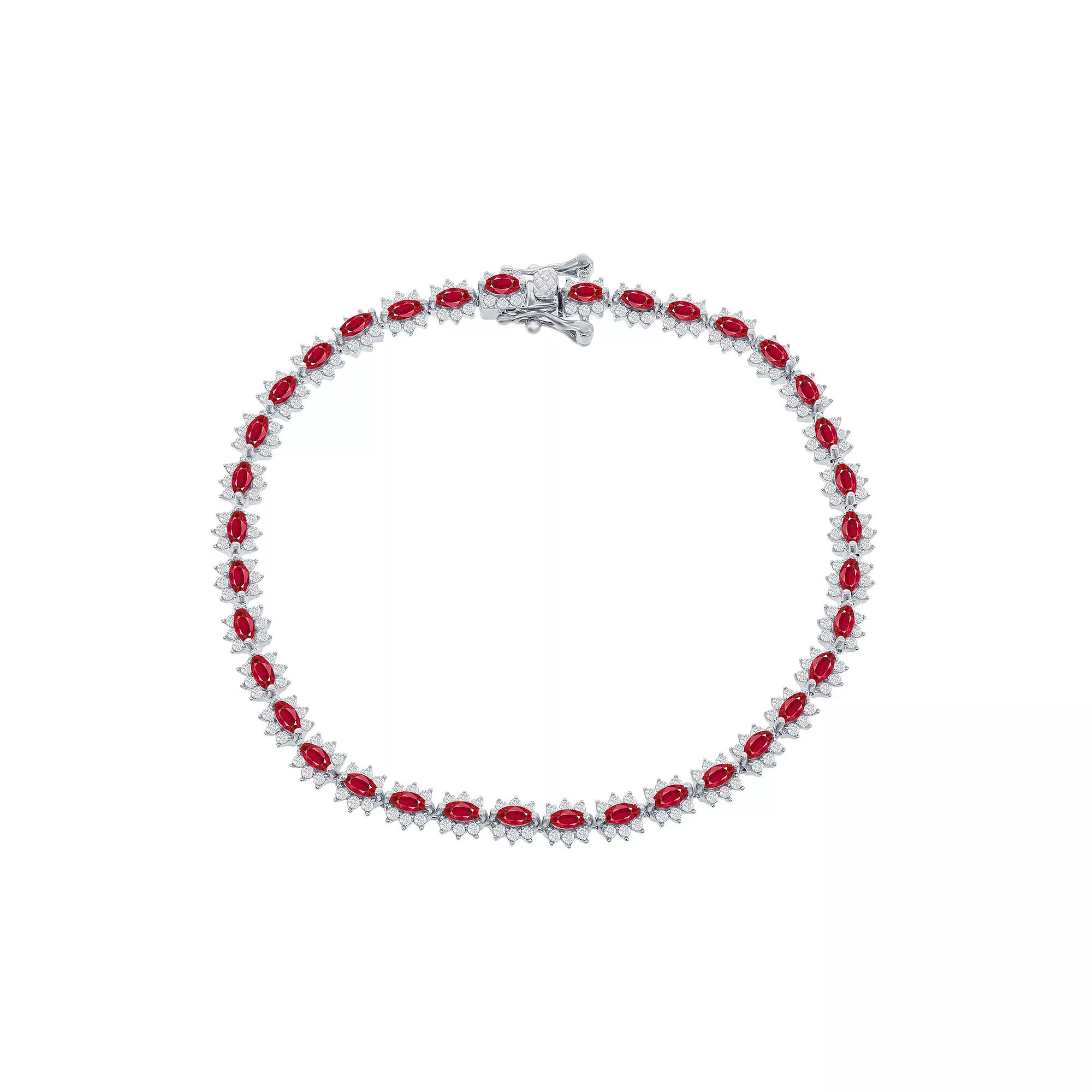 Sterling Silver Gemstone Tennis Bracelet, Womens Simulated Red Product Image