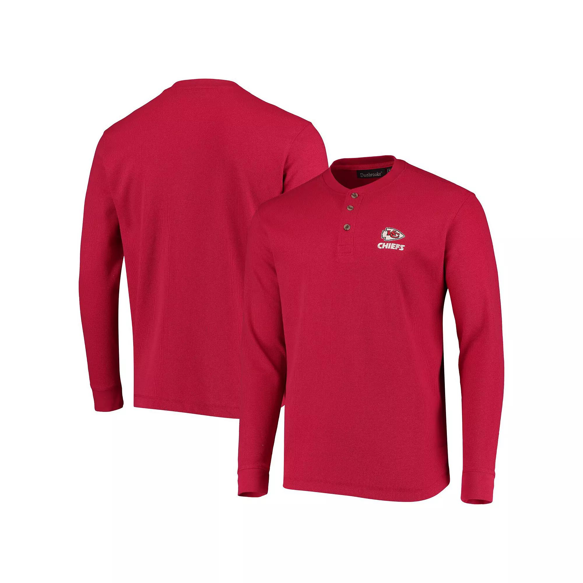 Men's Dunbrooke Red Kansas City Chiefs Logo Maverick Thermal Henley Long Sleeve T-Shirt, Size: 5XL Product Image