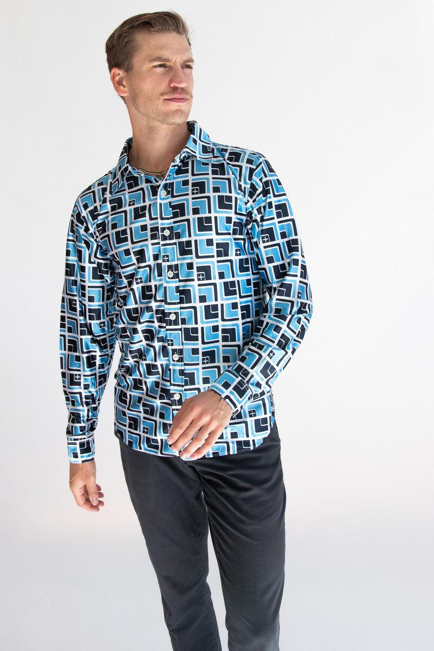 Mod 70's Square Long Sleeve Button Down Shirt Product Image