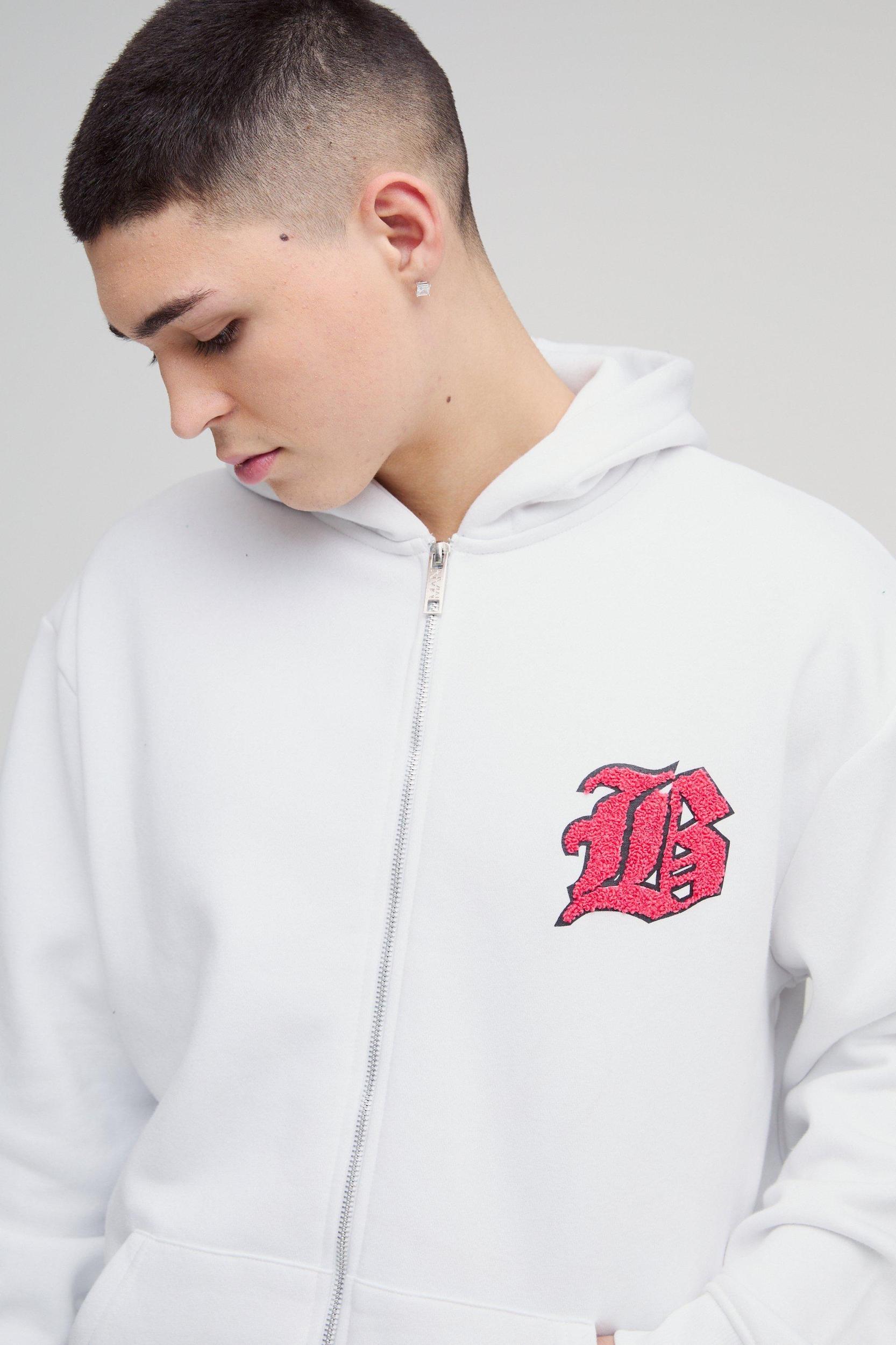 Oversized Zip Through Gothic Hoodie | boohooMAN USA Product Image