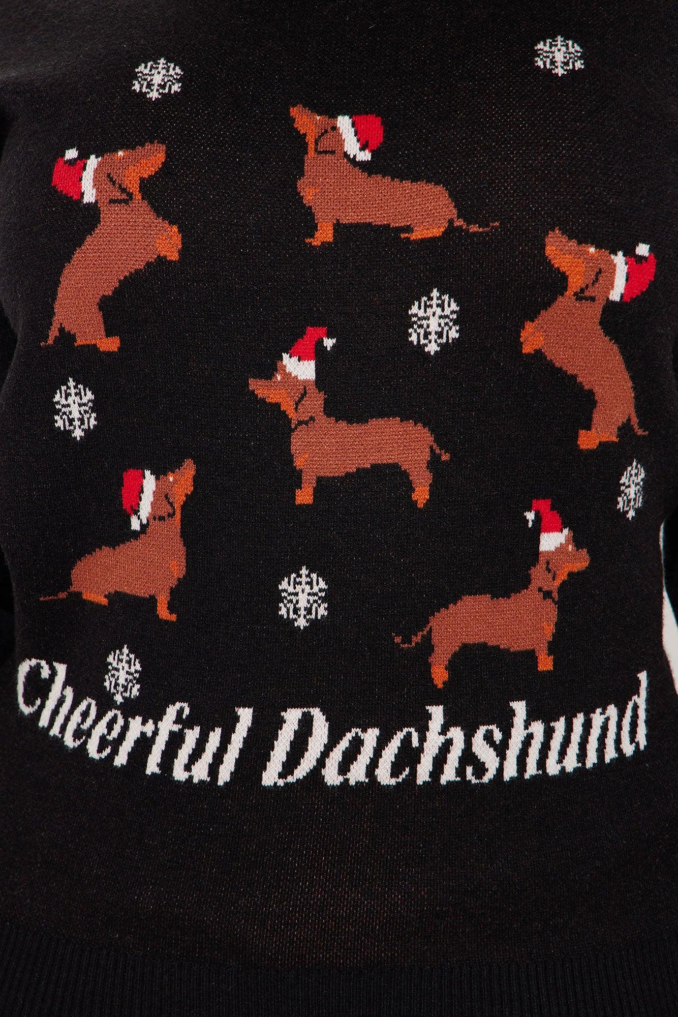 Dachshund Christmas Sweater - Black/combo Product Image