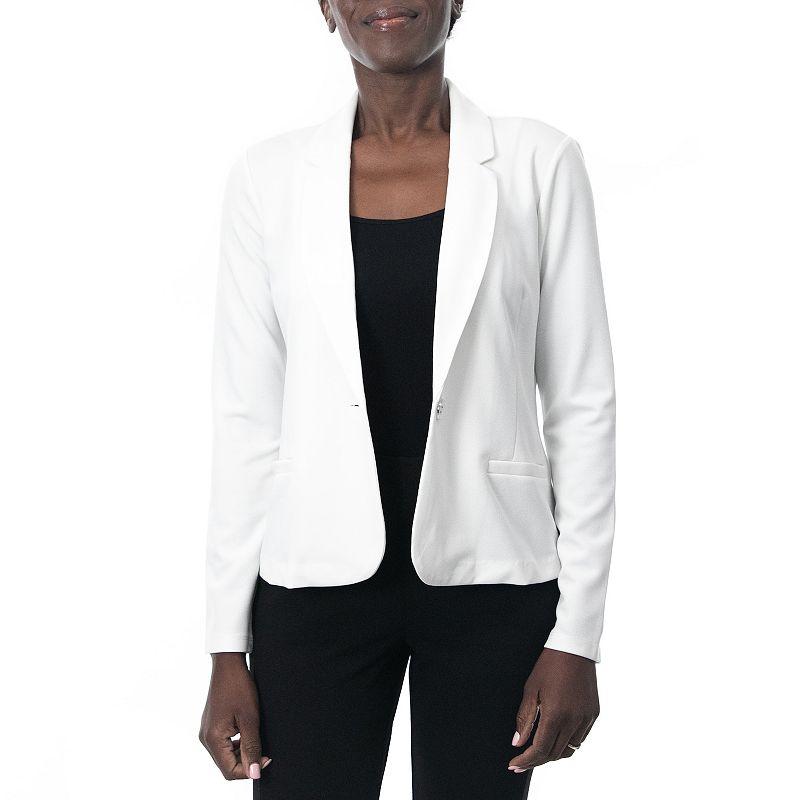 Women's Nina Leonard Single Button Cropped Blazer, Size: Large, Ivory Product Image