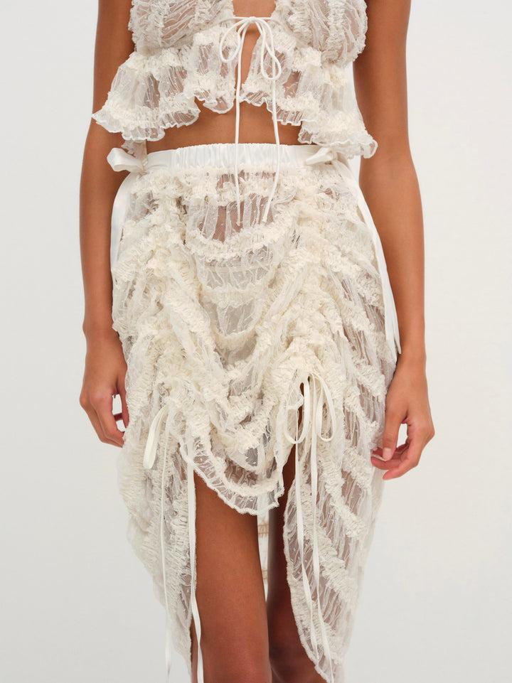 Romy Midi Slip Skirt — White Product Image