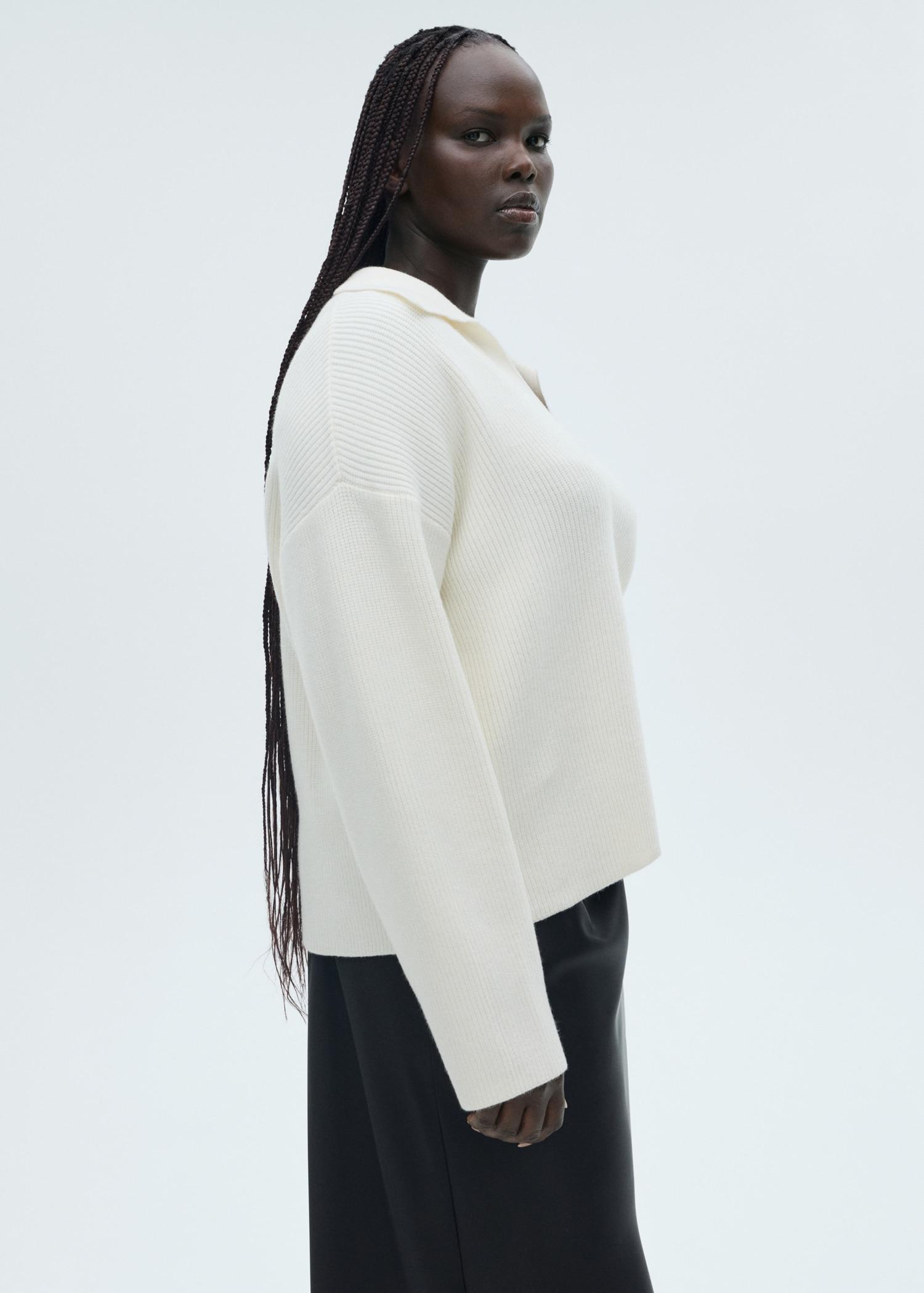 Knitted polo-neck sweater - Women | MANGO USA Product Image