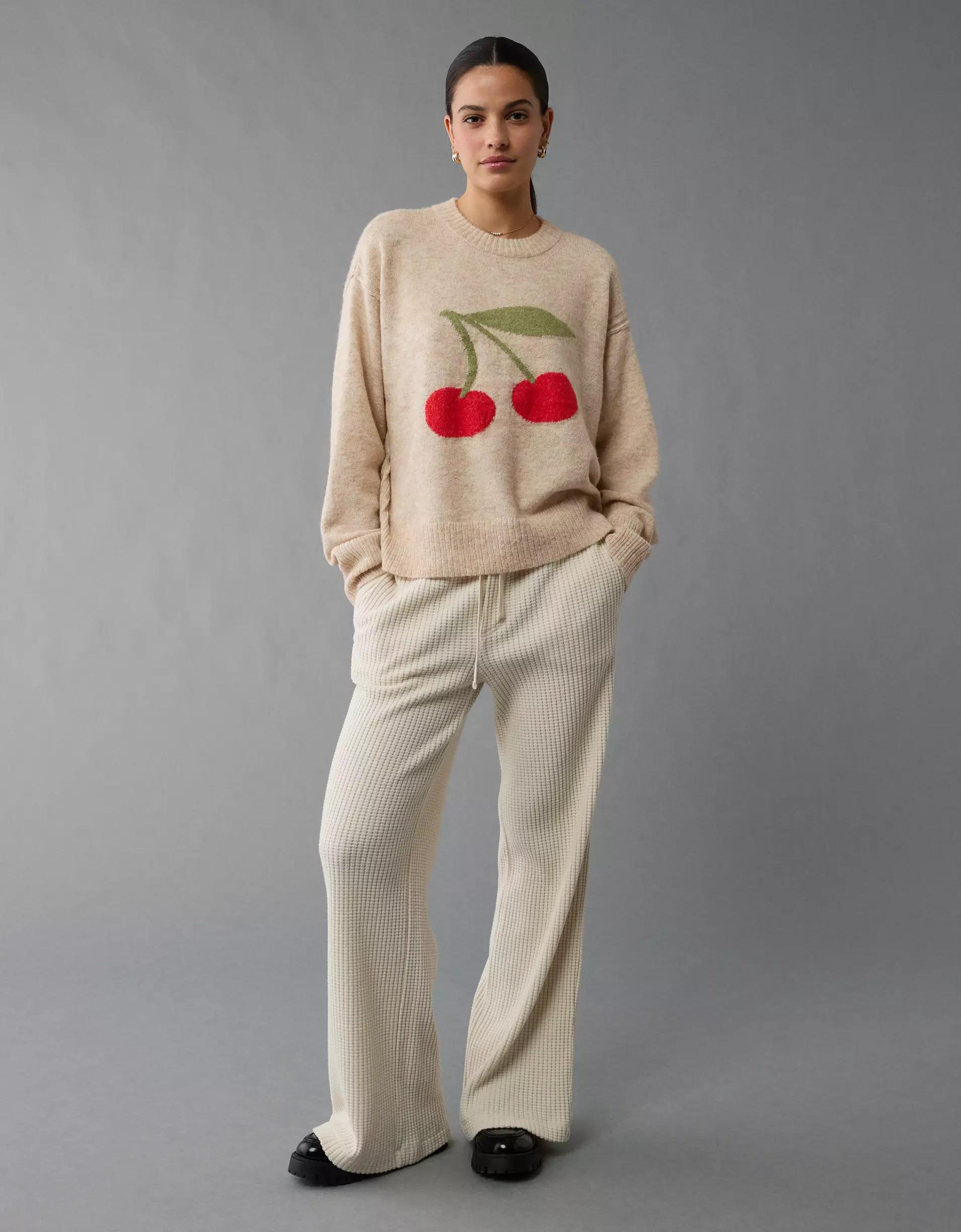 AE Whoa So Soft Cherry Crew Neck Sweater Product Image