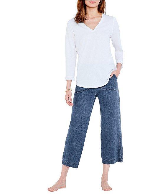 NIC + ZOE Perfect Knit V-Neck 3/4 Sleeve Tee Shirt Product Image