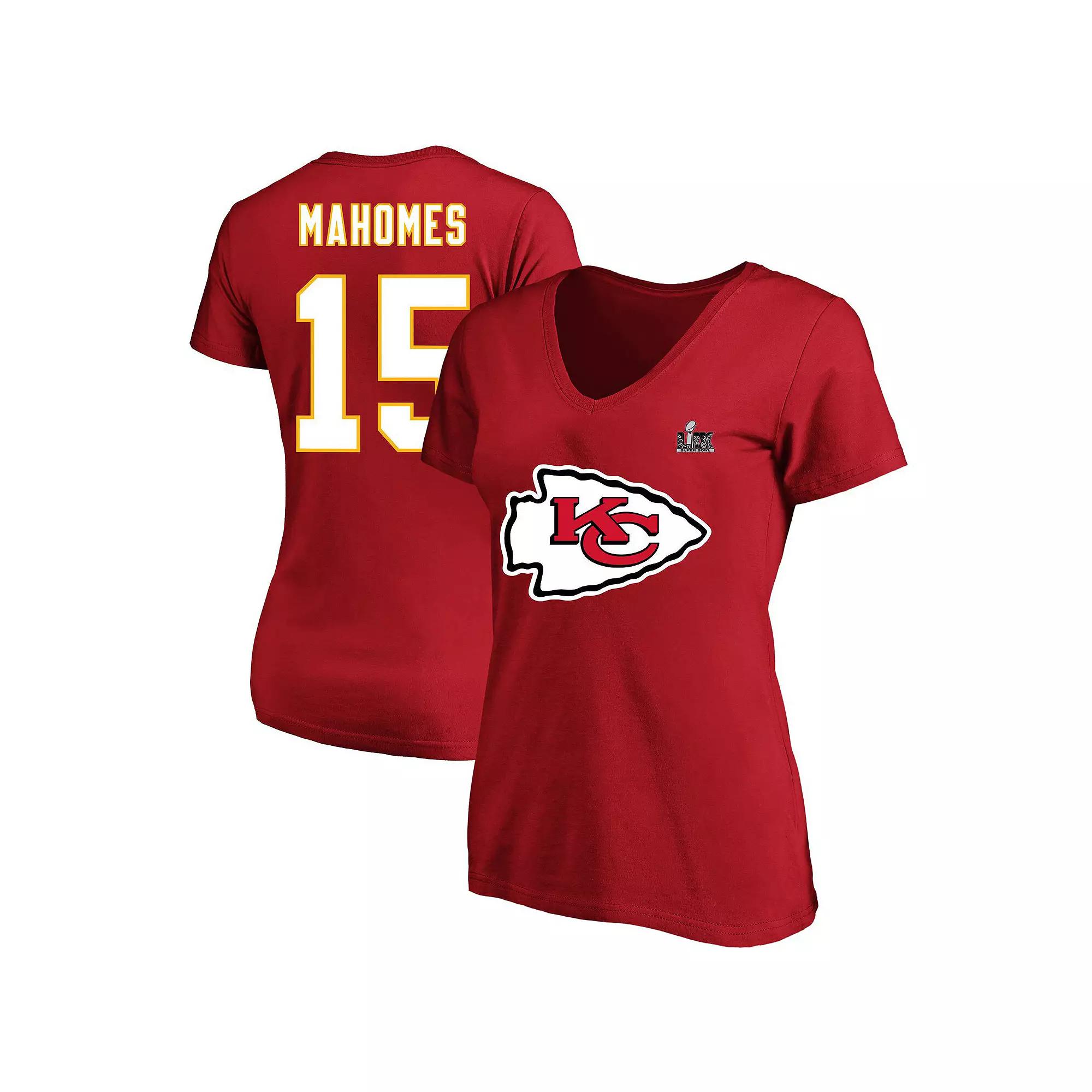 Women's Fanatics Patrick Mahomes Red Kansas City Chiefs Super Bowl LIX Plus Size Player Name & Number V-Neck T-Shirt, Size: 4XL Product Image