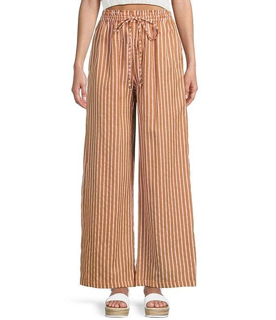 Angie Striped Wide Leg Full Length Pants Product Image