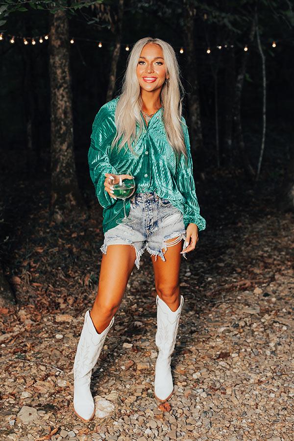 Amazing Views Velvet Top in Jade Product Image