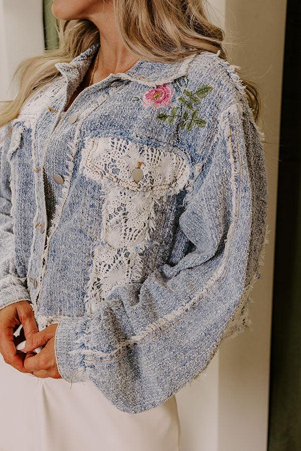 Boho Lifestyle Embroidered Jacket in Medium Wash Product Image