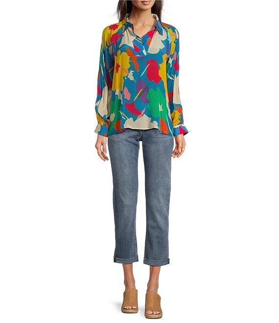 APNY Stretch Denim Mid Rise Girlfriend Rolled Cuff Jeans Product Image