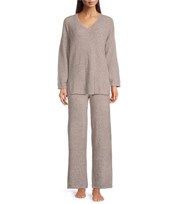 N by Natori Aura Heather Long Sleeve V-Neck Coordinating Knit Lounge Top Product Image