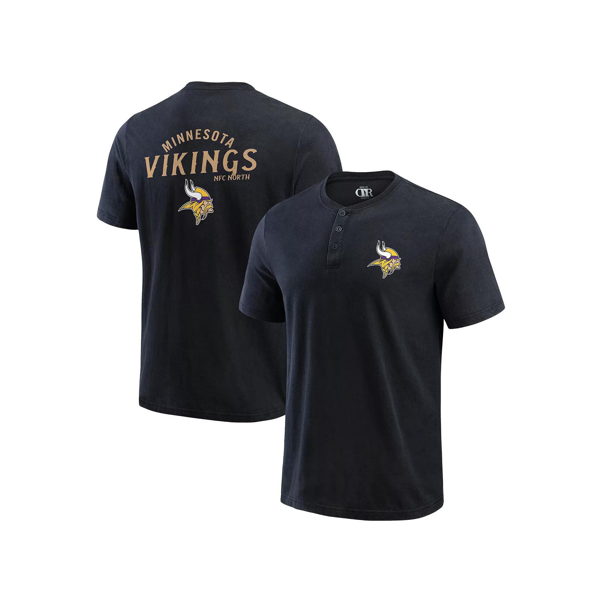 Men's Darius Rucker Collection by Fanatics Black Minnesota Vikings Washed Henley T-Shirt,  Product Image