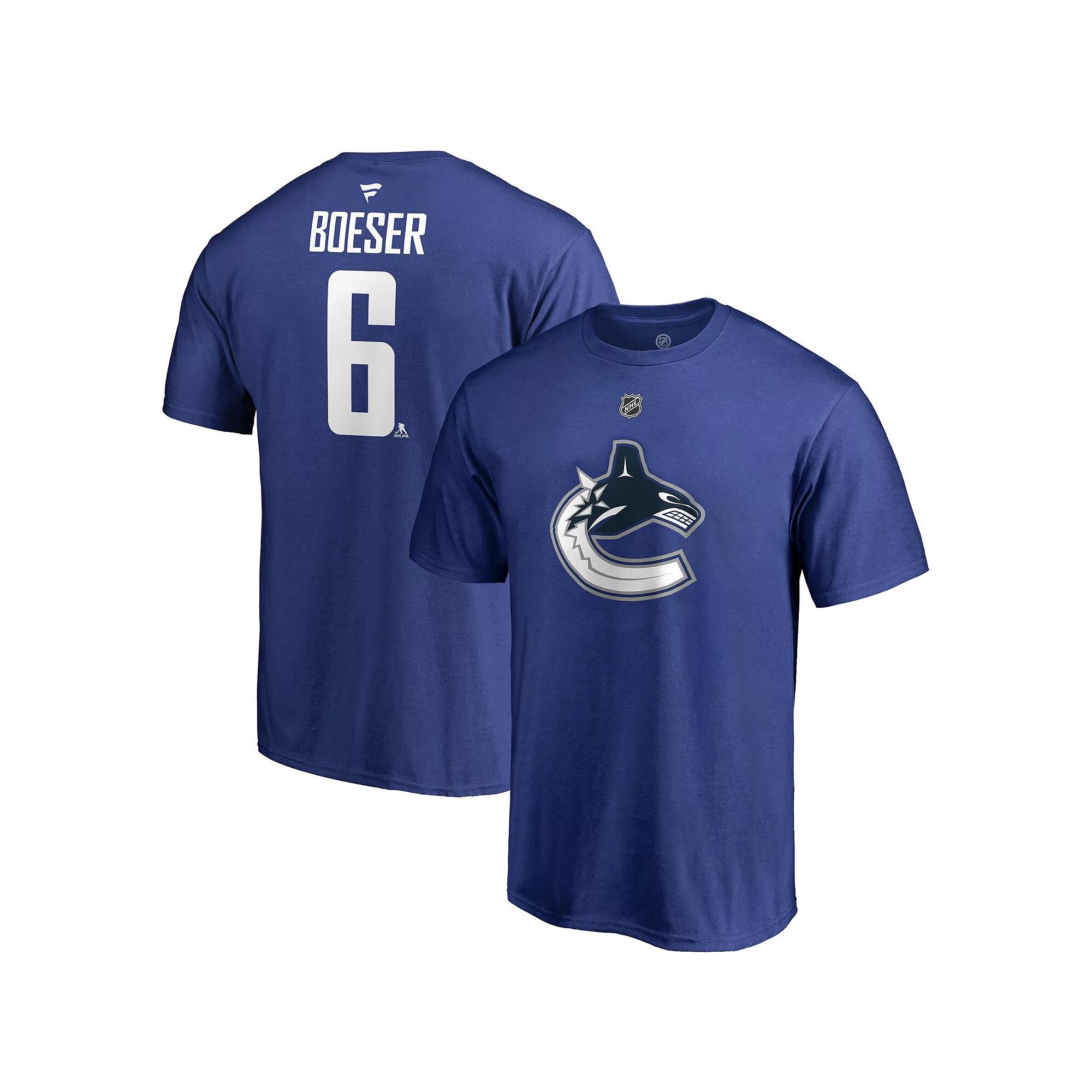 Men's Fanatics Branded Elias Pettersson Blue Vancouver Canucks Team Authentic Stack Name & Number T-Shirt,  Product Image