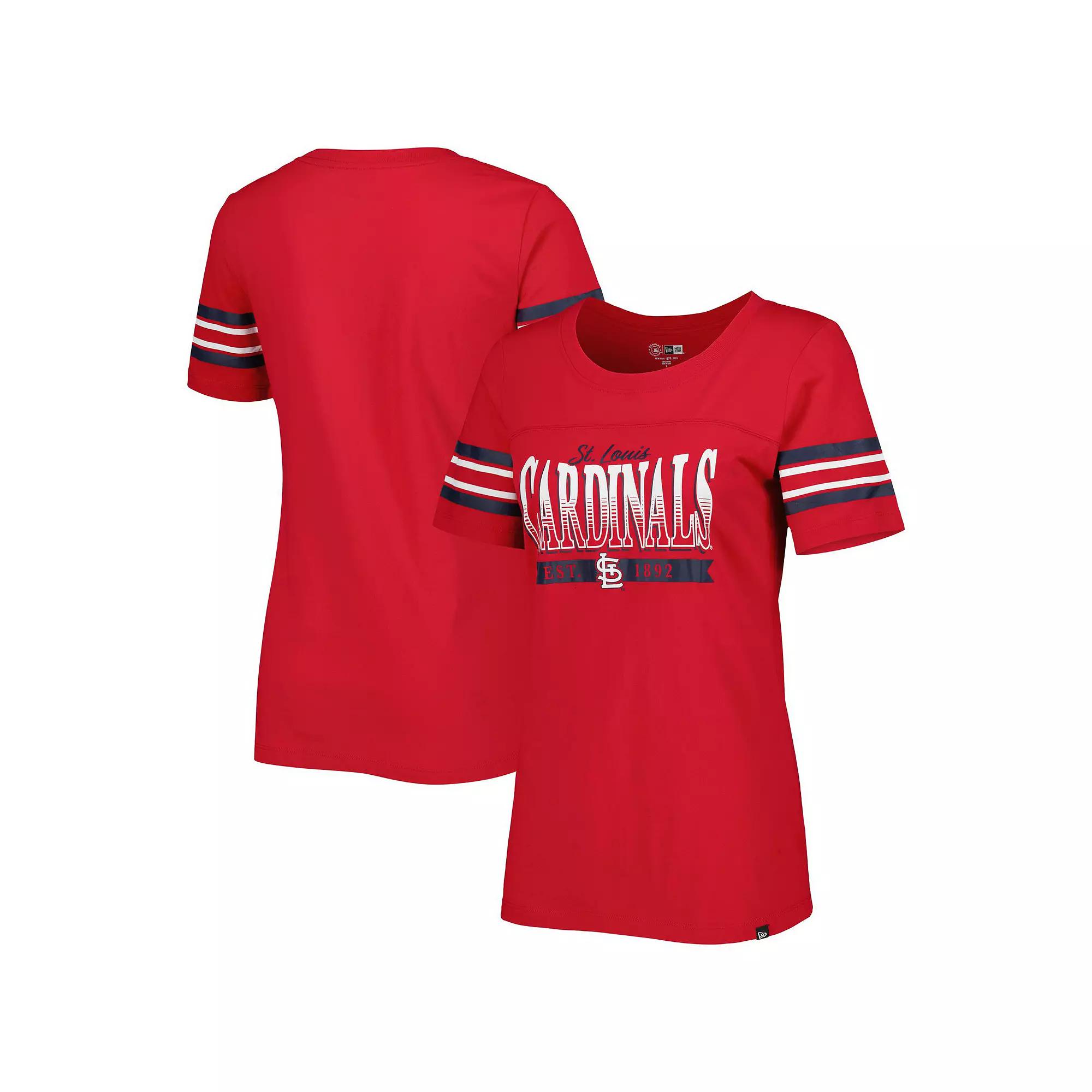 Women's New Era Red St. Louis Cardinals Team Stripe T-Shirt, Size: Small Product Image