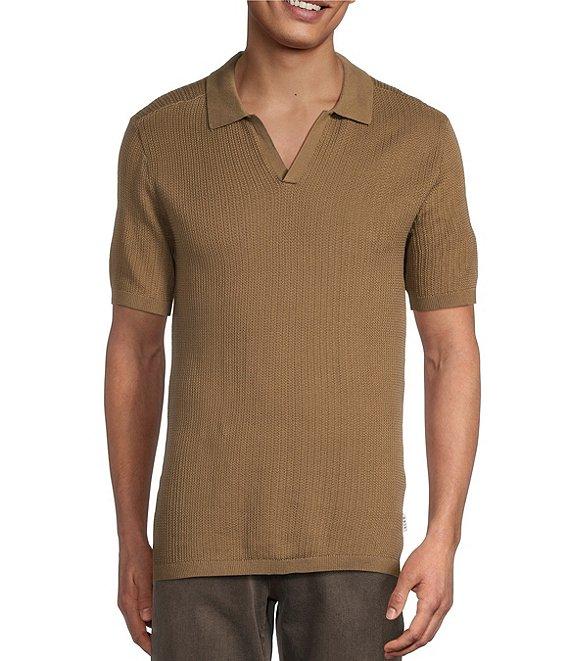 Rowm Short Sleeve Textured Solid Knit Sweater Shirt Product Image