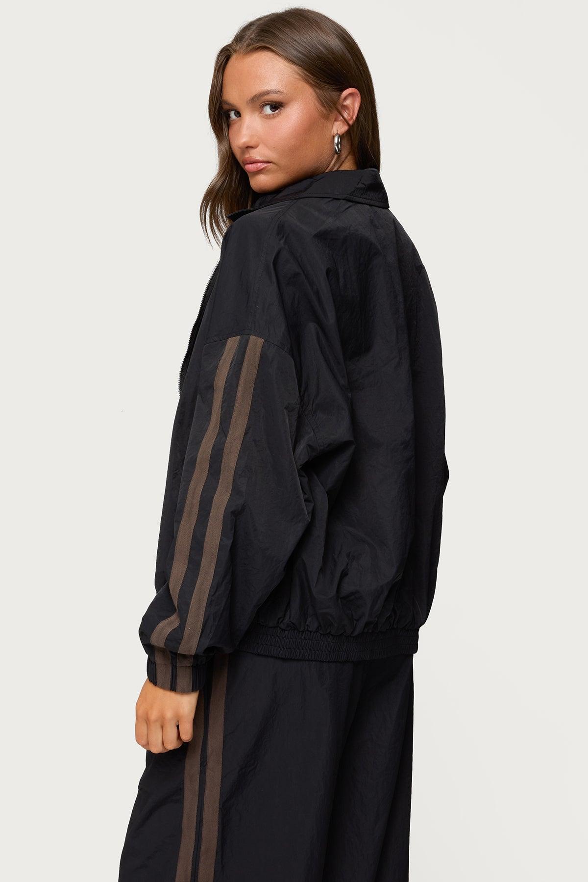 Kieran Stripey Nylon Track Jacket Product Image
