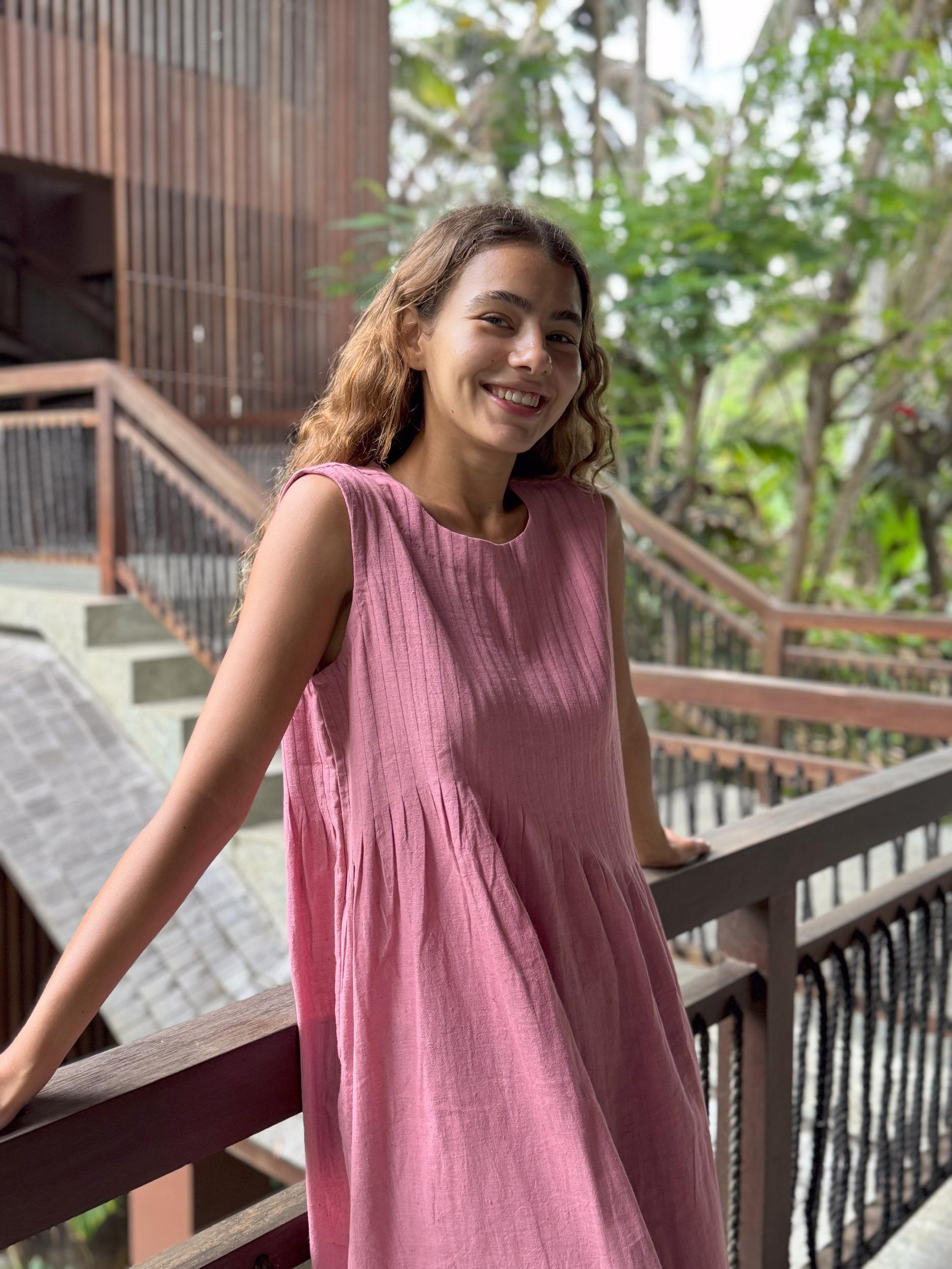 Rose Pleated Minimal Dress Product Image